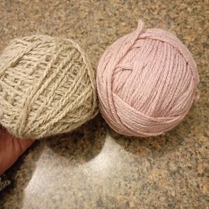 Source Unknown Pink and Beige Yarn Balls